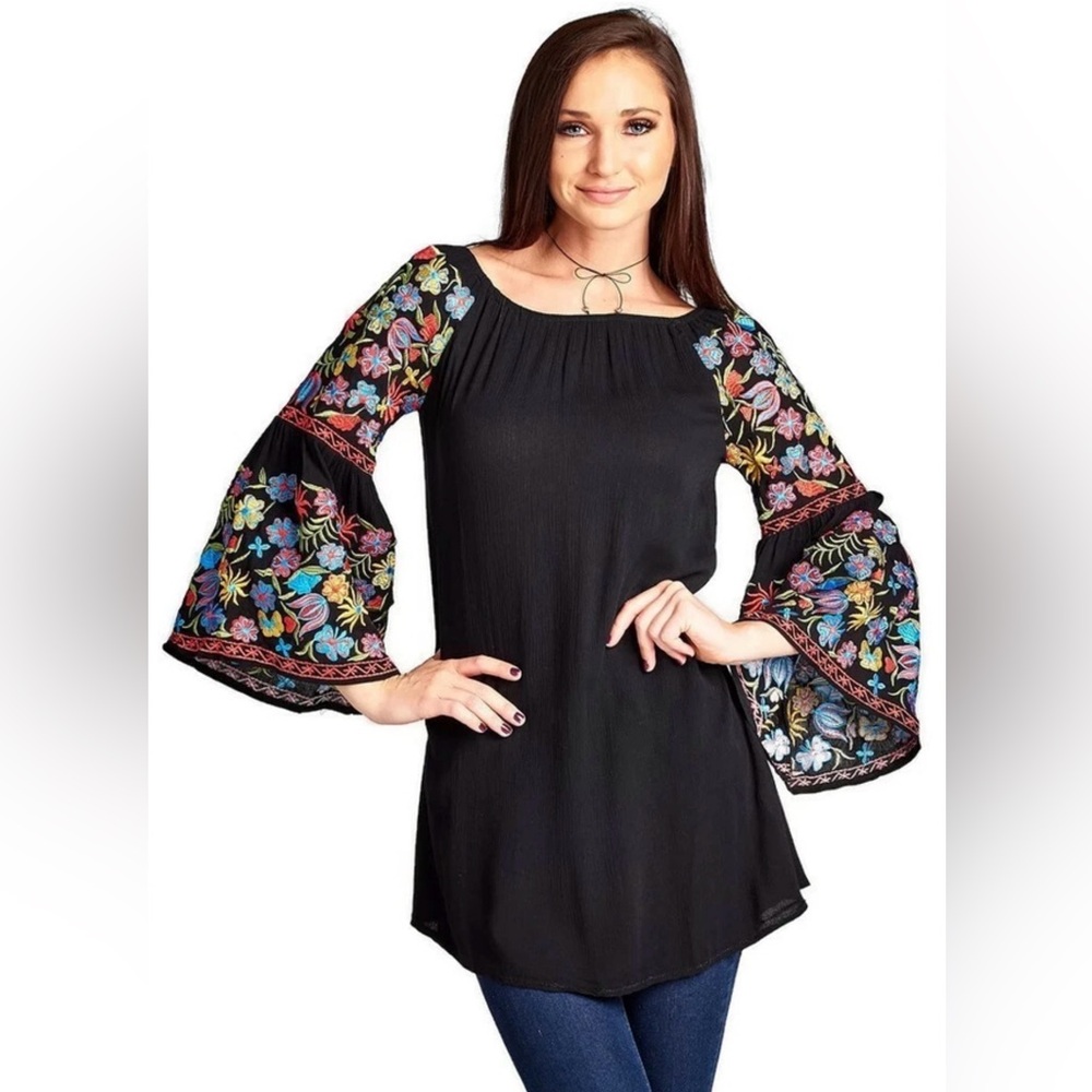 Velzera NWT embroidered black mini dress/tunic size 2xl